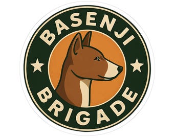 Basenji Brigade Sticker | Cute Basenji Dog Vinyl Decal, Kiss-Cut Breed Sticker for Laptop, Water Bottle, Dog Lover Gift