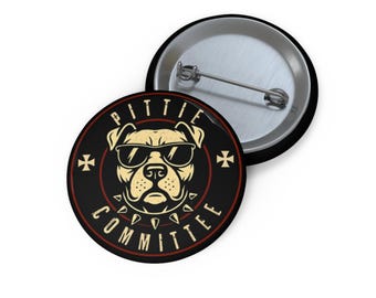 Pittie Committee Pin | Pitbull Biker Button Badge | Dog Lover Gift | Rescue Dog Pinback | Cute Dog Accessory | Pittie Pride Pin
