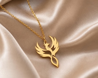 Phoenix Necklace • Minimalist Anka Bird Pendant • 925 Sterling Silver  Rebirth Symbol Jewelry