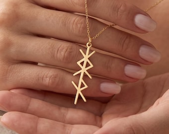 Protection Rune 925 Silver Necklace, Safe Travels Viking Pendant, Nordic Bind Rune, Journey Amulet