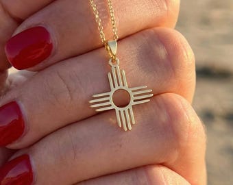Zia Sun Symbol Necklace, 925 Silver Symbol Jewelry