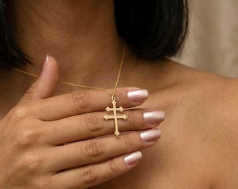 Patriarchal Cross 925 Silver Necklace, Double Cross Pendant, Orthodox Christian Jewelry