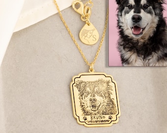 Sterling Silver Custom Pet Portrait Necklace - Dog Cat Photo Pendant - Dog Mom Gift