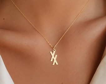 XX Necklace 925 Sterling Silver, Double X Symbol Pendant, Geometric Jewelry