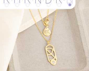 Custom Initial Logo Necklace with Birthstone | Personalized Sterling Silver Monogram Pendant Jewelry