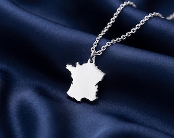 Custom Country Map 925 Silver Necklace, Personalized Map Pendant, Homeland Jewelry