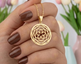 Venus Rose Necklace 925 Silver, Sacred Geometry Pendant, Mandala Necklace
