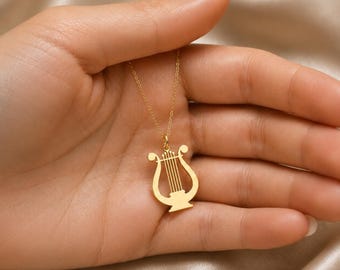 Harp Necklace –  925 Sterling Silver Music Jewelry, Musician Gift