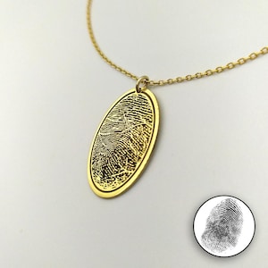 Custom Sterling Silver Finger Print Necklace, Memorial Gift Jewelry, finger print Pendant, Personalized Remembrance Necklace Charm