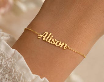 Personalized Script Name Bracelet, Custom 925 Sterling Silver Jewelry