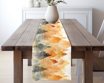 Fall Forest Table Runner - Watercolor Fall Forest, Maine Autumn Forest, Thanksgiving Table Runner, Woodland, Enchanted Forest