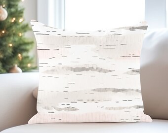 Watercolor White Birch Bark Pillow - Watercolor Birch Pillow, Winter Birch couch pillows, Rustic Woodland Pillow, Rustic Modern Decor