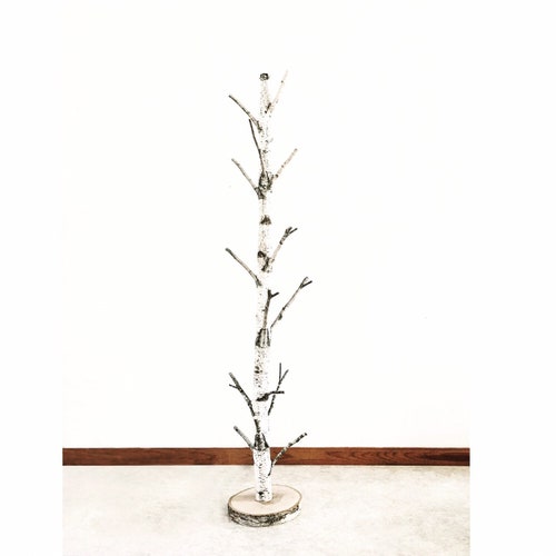 White Birch Tree Coat Rack With a Stand Birch Branch Birch Etsy