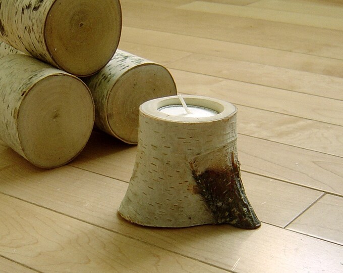 White Birch Tea Light Candle Holder Single Etsy