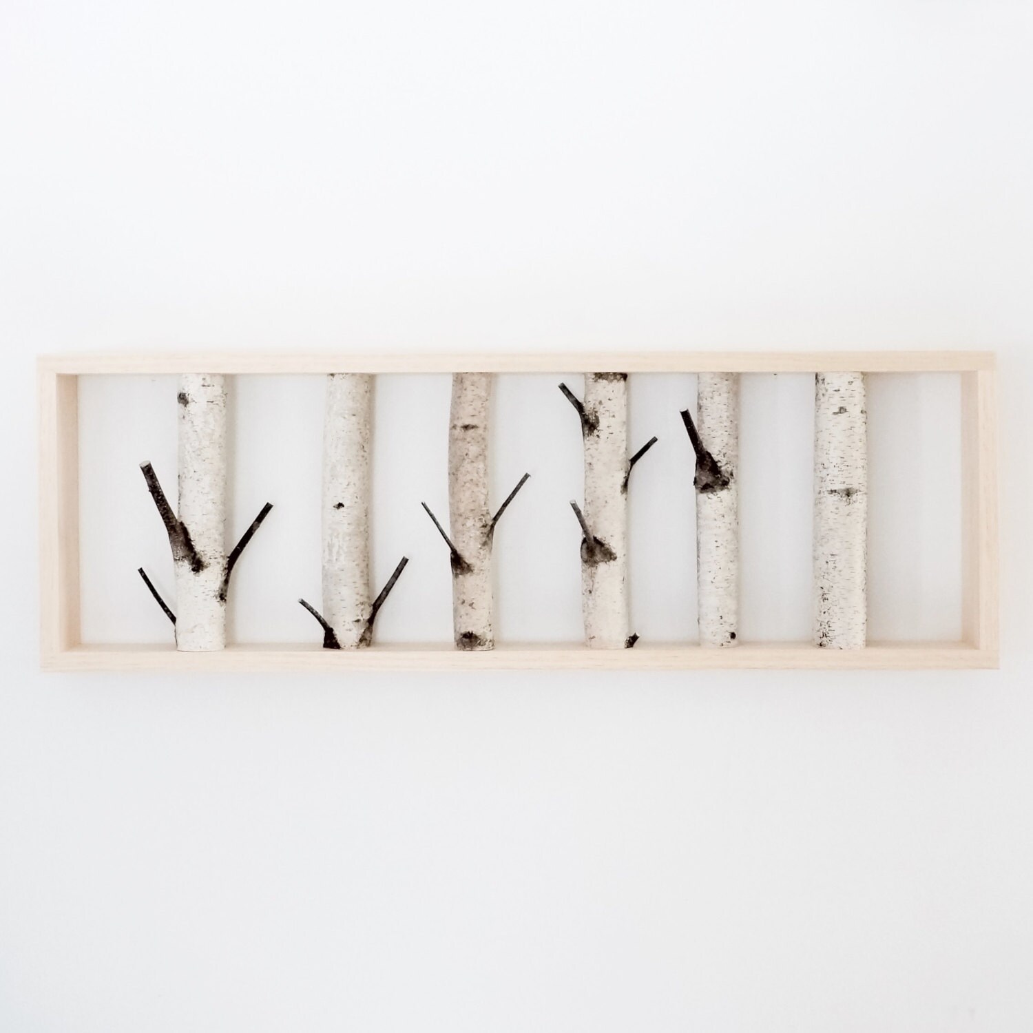 Art Mural de Forêt Bouleau Blanc - 30 X 12, Décor Branche Bouleau, Rondin Tentures Murales, Rustique