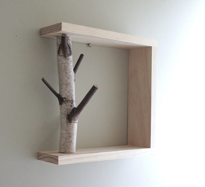 White Birch Forest Wall Art/shelf 12x12 Birch Shelf Wooden Etsy