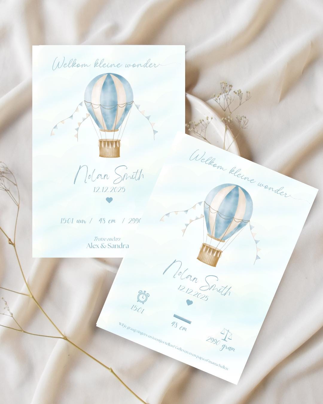 Editable Birth Announcement Template Printable Baby Announcement Card