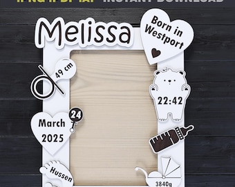 Baby Photo Frames Laser Cut Bundle | Customized Photo Frame | Announcement Photo Frame | Picture Frame Laser Cut | Personalized Photo Frame