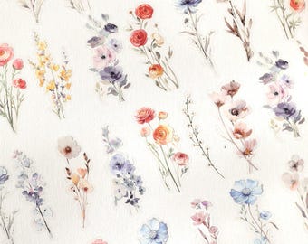 30 pegatinas transparentes con diseño de ramos de flores silvestres y acuarela para jardín.