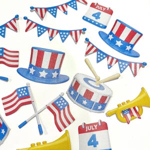 Stickers décoratifs scintillants du 4 juillet Stickers scintillants découpés à l'emporte-pièce pour la célébration de la fête de l'indépendance, 14 pièces