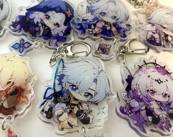 HSR Phainon Mydei Castorice Firefly Robin Sunday Chibi Double Sided Acrylic Charms Key Chains Accessories  Honkai Star Rail Merch