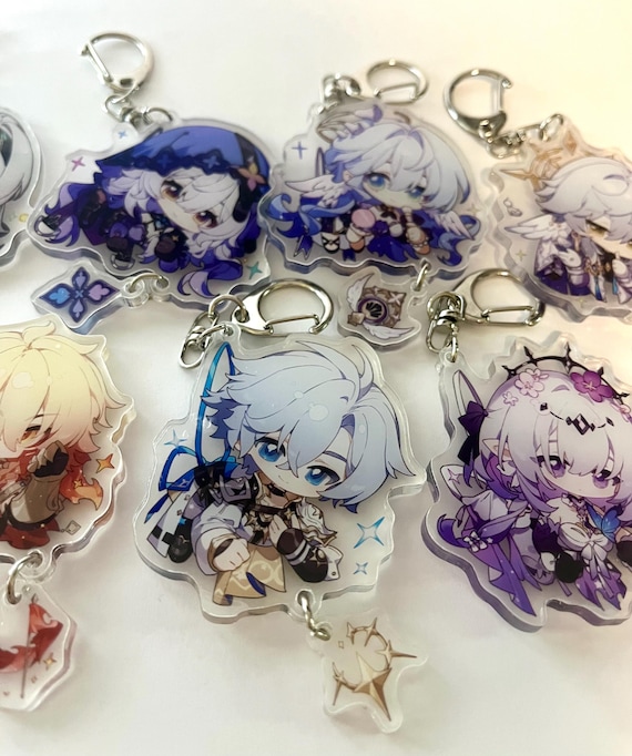 HSR Phainon Mydei Castorice Firefly Robin Sunday Chibi Double Sided Acrylic Charms Key Chains Accessories  Honkai Star Rail Merch