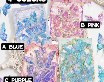 20PCS Crystal Shining Butterfly Clear Vinyl Stickers