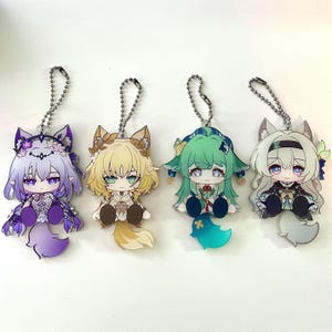 HSR Acrylic Charms Key Chains Accessories Honkai Star Rail Merch Double Sided Aglaea Castorice Huohuo Firefly
