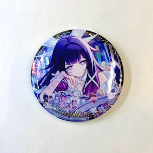 Genshin Impact Glitter Shining Large Buttons Pins 7.5 cm 3 in Hutao Kazuha Wanderer Furina Escoffier Columbina