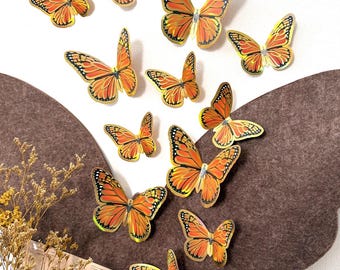 3D Monarch Butterfly Decoration Sticker Double Sided DIY Art Work 12PCS