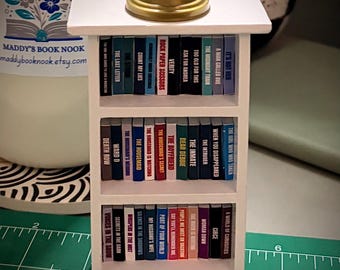 Miniature Bookshelf with Mini Books | Mini Library Decor | Book Set