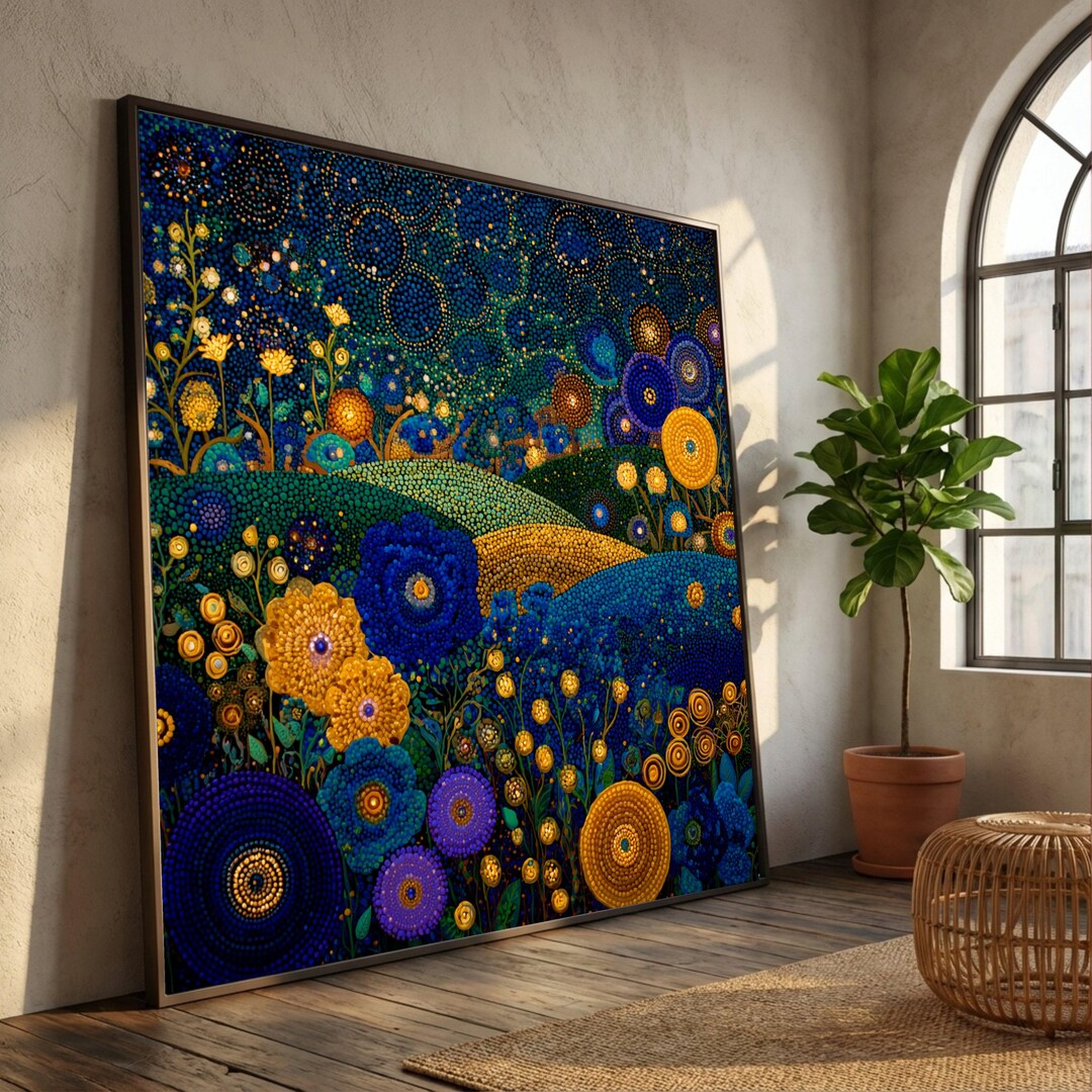 Gustav Klimt Floral Canvas Wall Art, Abstract Flower Garden Decor ...