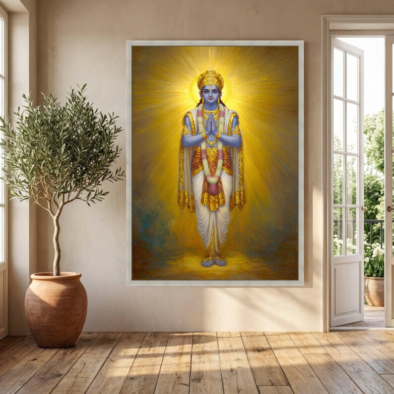 Lord Vishnu Blue Deity Canvas, Hindu God Wall Art, Spiritual Indian ...