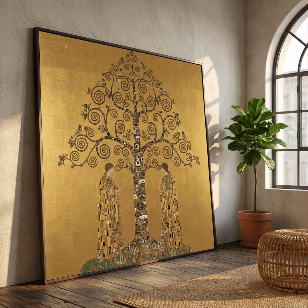 Gustav Klimt Tree of Life Canvas Wall Art, Gold Leaf Decorative ...