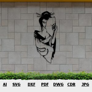 Japanese Geisha Dxf Svg Laser Cut Files | Japanese Kimono Cut Files | Cnc Cutting Router | Engraving Decal | Digital Vector Instant Download