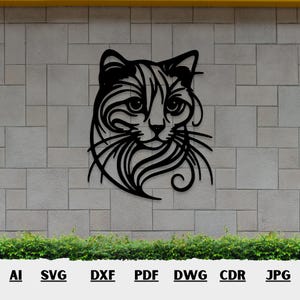 Cat Laser Cut Svg Dxf Pdf Files | Black Cat Wall Decor Vector File For Laser Cutting | CNC Cutting Router | Digital Files Instant Downloads
