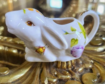 Adorable Graces Porcelain China Floral Bunny Rabbit  Creamer Teaware
