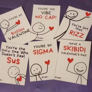 Slang Kids Valentine&#39;s Day Cards, Funny Printable Classroom Valentine, Teen Tween School Valentines, Boys Valentines, Funny Valentine Card