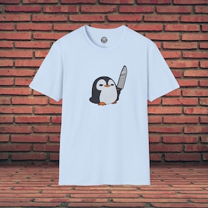 Funny Shirt | Penguin With A Knife | Penguin T-Shirt | Cute Animal Shirt | Cute Animal Drawing | Meme Graphic Tee | Funny Doodle | Gag Gift