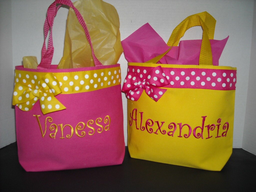 Personalized Small Tote Bag Ribbon Trim Free Monogram Color Etsy