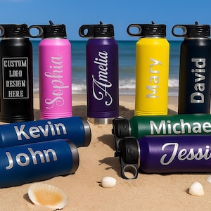 Personalized Laser Engraved Water Bottle, Stainless Steel Insulated Name Tumbler, Custom Reusable Travel Flask