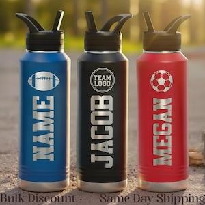 Personalized Sport Water Bottle, Custom Bulk Tumbler, Football Baseball Basketball Soccer Team Gift image 2