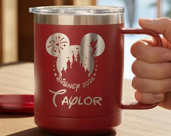 Personalized Disney Coffee Mug, Custom Mickey Castle Minnie Stitch First Disney Trip Christmas Gift For Kids