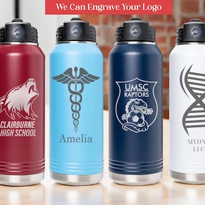 Laser Engraved Logo Water Bottle, Custom Insulated Stainless Steel Tumbler, Bulk Order Corporate Gift