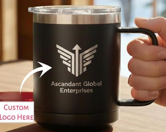 Personalized Logo Coffee Mug, Custom  Laser Engraved Stainless Steel Cup