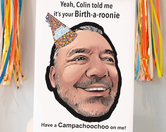 Bob Mortimer Train Guy inspired Birthday Card - Blank inside - Have a Campachoochooo me! - Personalised age -