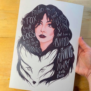 Hounds of Love Kate Bush geïnspireerd A4 print - GRATIS PRINT bij elke BESTELLING! Kunst, muziek, Brits, zanger, Wuthering Heights, Happy Rose Shop