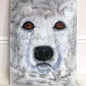 Arctic Wolf Acrylic Painting, Snow Wolf Original Art, 12 x 16 inches, Gallery Wrapped Canvas