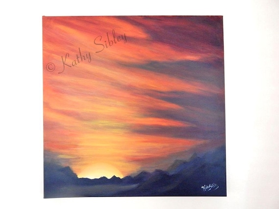 Sunrise Acrylic Painting: Original Morning Sky Art, 20 X 20 Inches