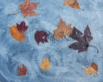 Original Fall Leaves Painting: Mixed Media Art, 16x20 Canvas